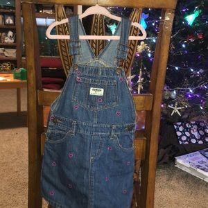 Girls Jean Jumper with embroidered pink hearts